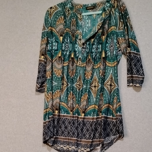 Reborn Dresses & Skirts - Reborn Geometric Green and Brown Tunic